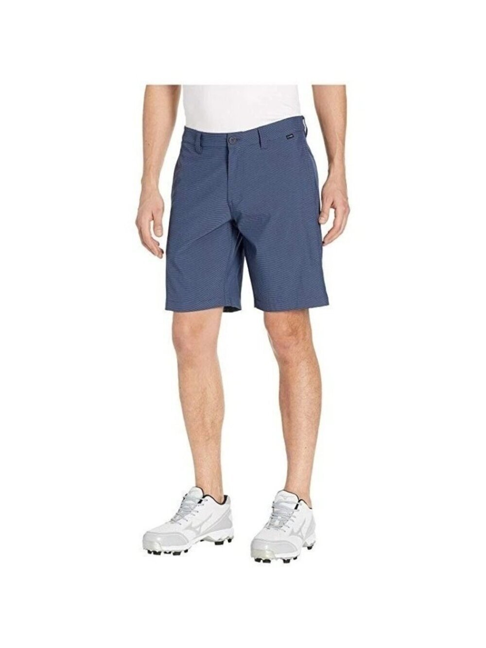 Travis Mathew Men's 38 Blue Pinstriped Flat-Front Golf Shorts B1155